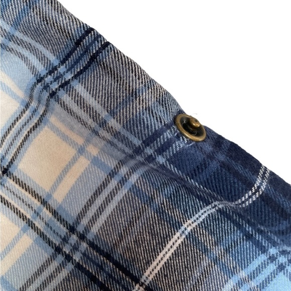 Jachs Girlfriend BAE blue plaid long sleeve snap button down cotton flannel med - Picture 9 of 15